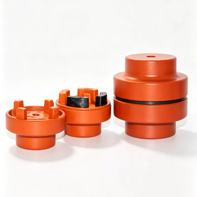 Orange NM flexible rubber coupling hubs and black flexible ring