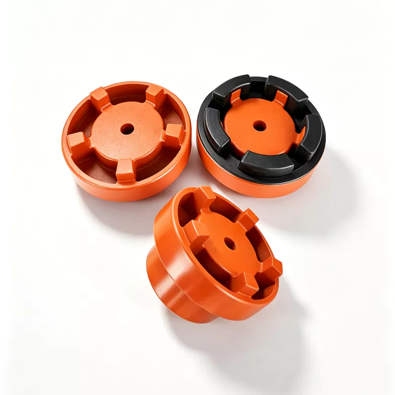 Orange NM flexible rubber coupling hubs and black flexible ring
